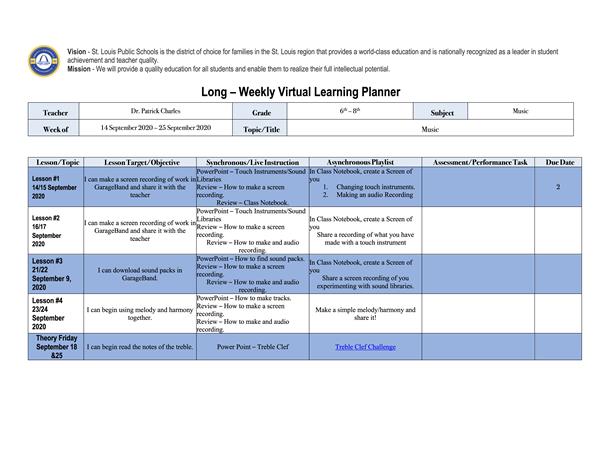 14 September - 25 September Virtual Planner